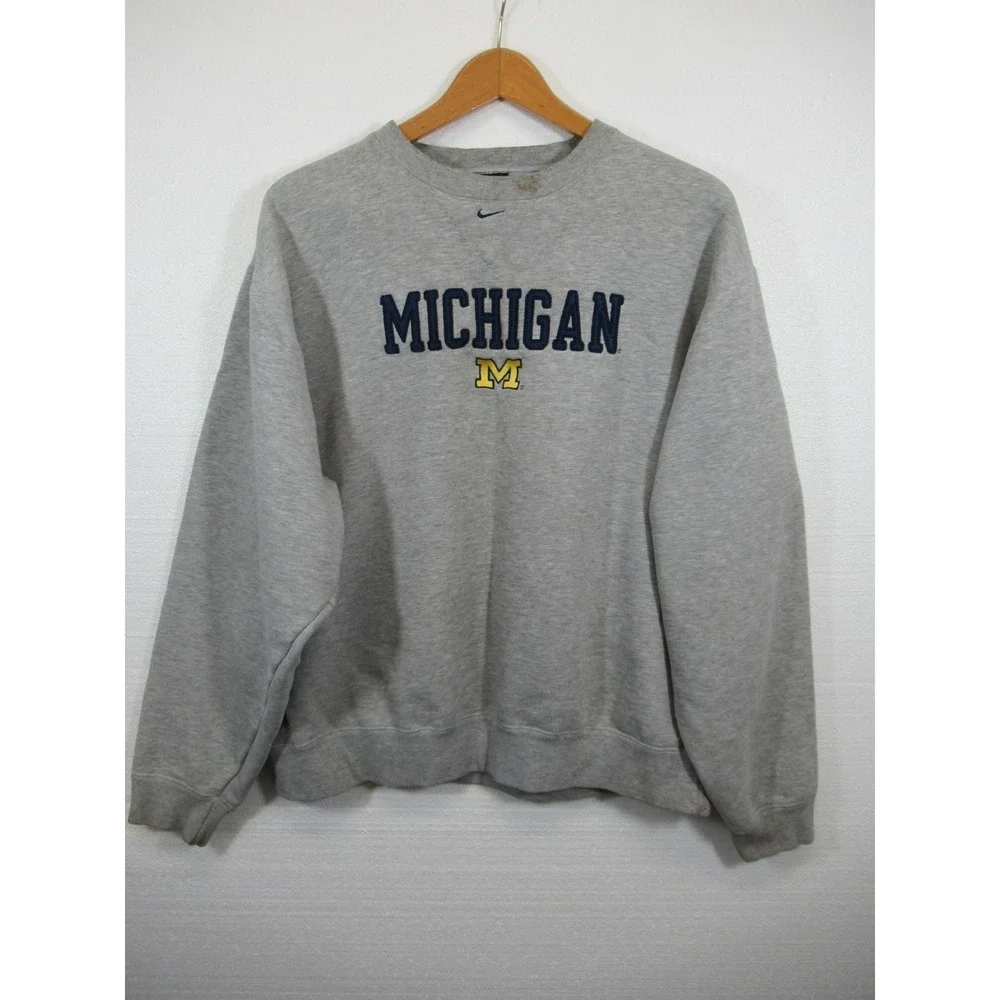 Vtg 90s Y2K University Of Michigan Nike Team Crewneck Sweatshirt Men L Swoosh - Picture 1 of 10